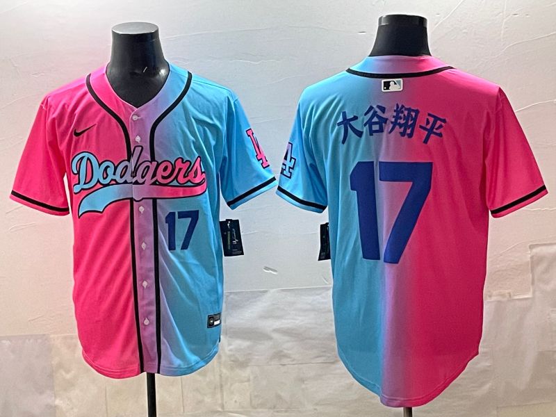 Men Los Angeles Dodgers 17 Ohtani Blue pink Game 2025 Nike MLB Jersey style 005